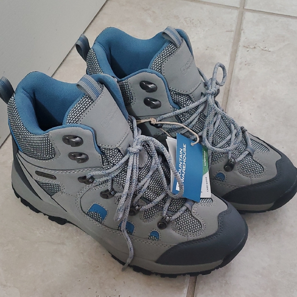 Mountain Warehouse Women's Grey & Blue Waterproof Hiking Boots